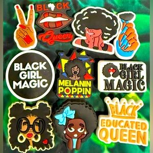 SALE NEW 10 Cute Black Girl Magic Themed Croc Charms Jibbitz  Clog Charm CROCS